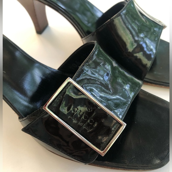 Vtg Rare Gucci Patent Leather Kitten Heels sandal - Picture 2 of 11